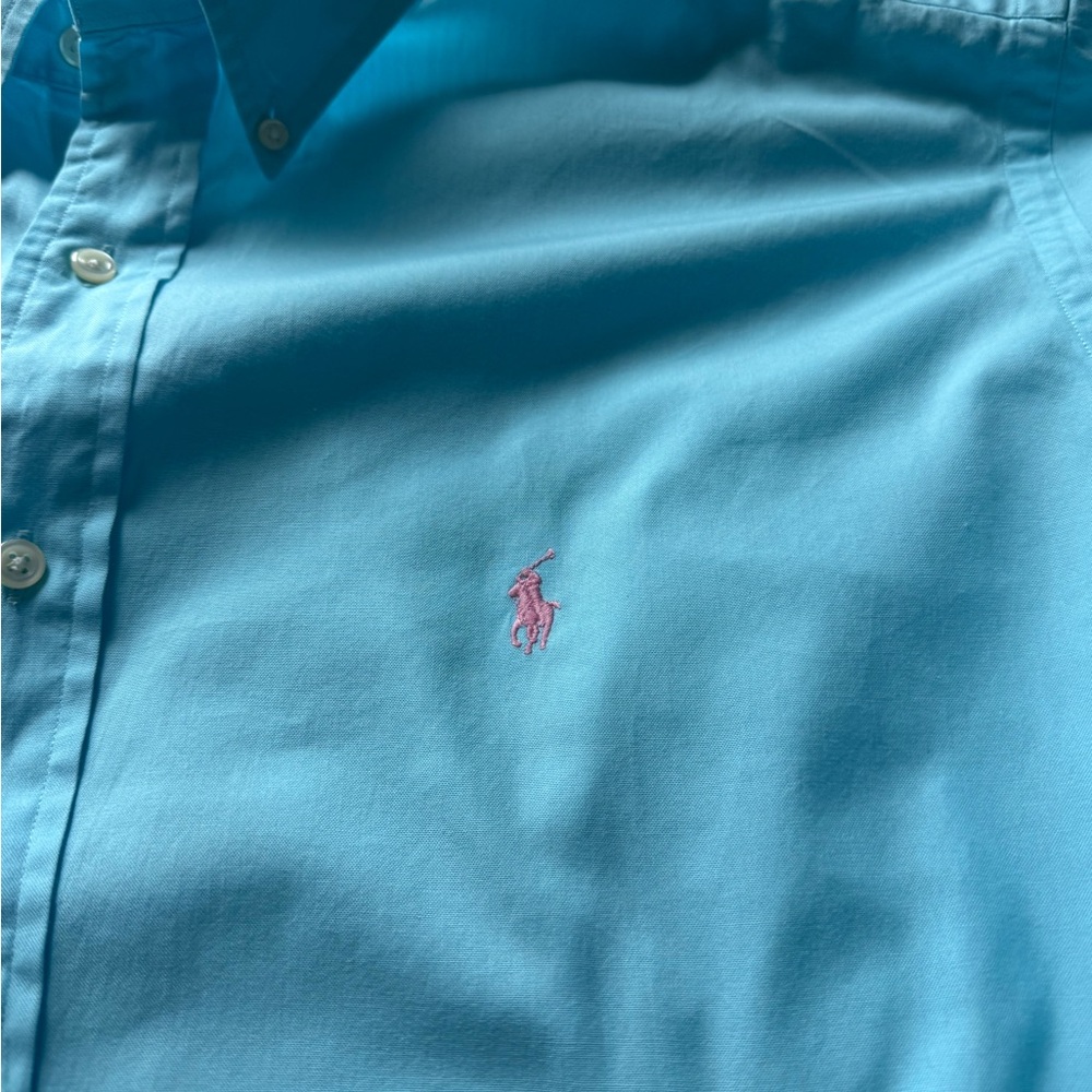Polo Ralph Lauren men’s size 17 32-33 Blue full front button collar dress shirt - Picture 6 of 7